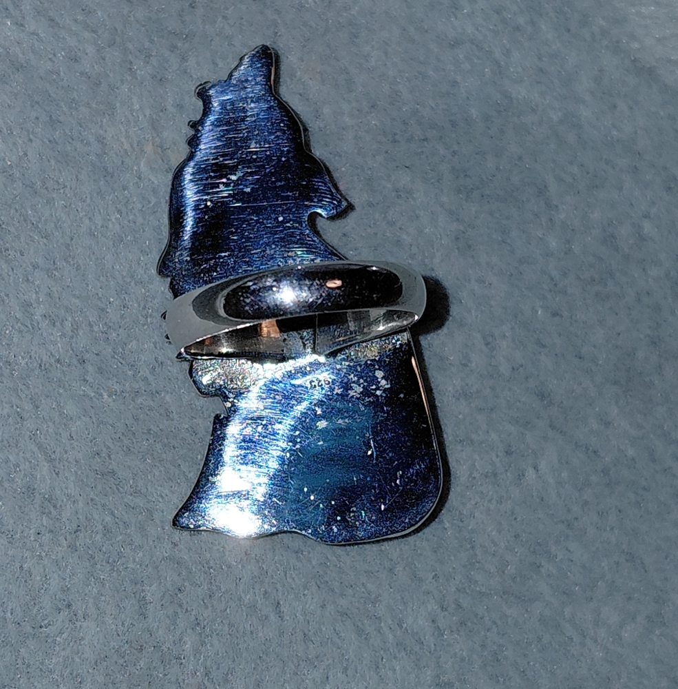 Silver and Turquoise Wolf Floral Statement Ring - Picture 12 of 14
